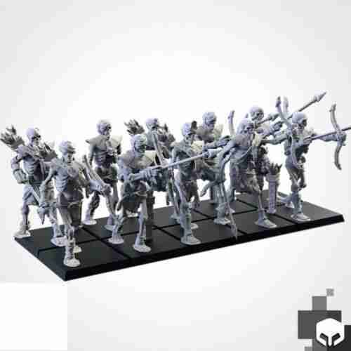 Tomb Skeletons x 10 with Bows unit inc com - Txalri Factory Miniatures - Armies of the Sands