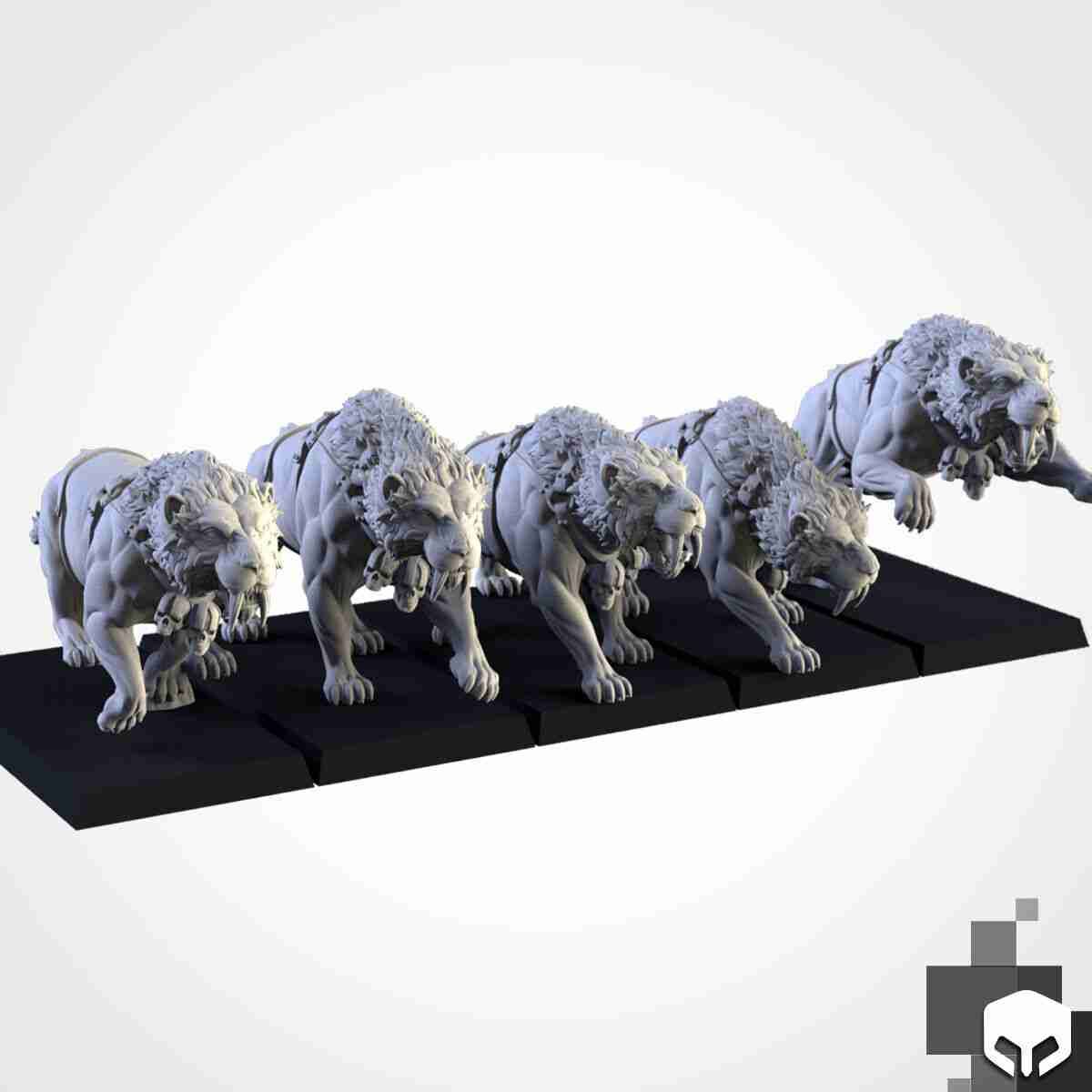 Ogre Sabertooth Tigers [ 5 ]  -  Txalri Factory Miniatures -  Ogres - The Northern Tribes