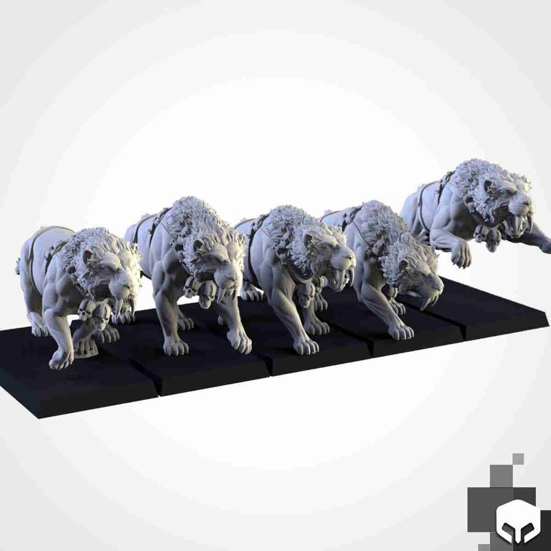 Ogre Sabertooth Tigers [ 5 ]  -  Txalri Factory Miniatures -  Ogres - The Northern Tribes