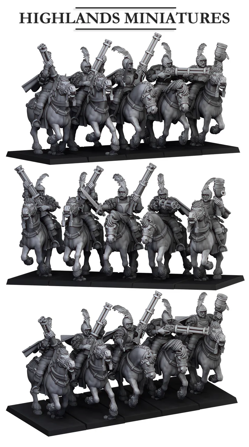 Sunland Empire Pistoleers with Repeater Guns and Mortar [ 5 models ] - Highlands Miniatures - Sunland - The Empire of the Sun