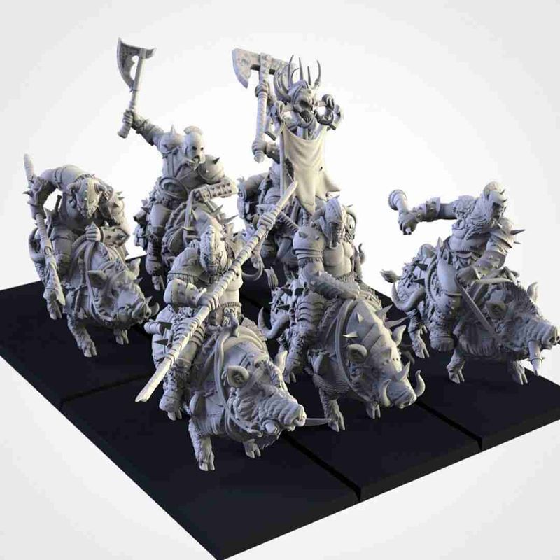 Ogre Tusker Cavalry [ 6 ]  -  Txalri Factory Miniatures -  Ogres - The Northern Tribes