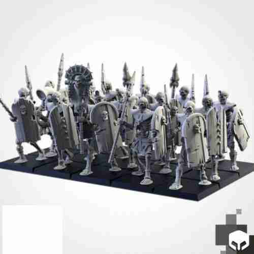 Tomb Skeletons x 10  Spears unit inc com - Txalri Factory Miniatures - Armies of the Sands