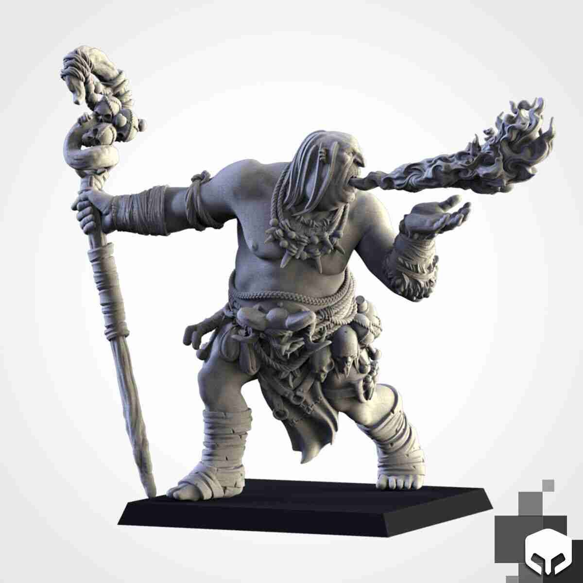 Ogre Shaman 2 -  Txalri Factory Miniatures -   Ogres - The Northern Tribes