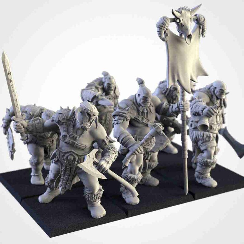 Tribe Ogres [ 6 ]  -  Txalri Factory Miniatures -  Ogres - The Northern Tribes