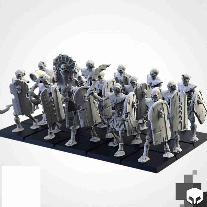 Tomb Skeletons x 10 with Swords unit inc com - Txalri Factory Miniatures - Armies of the Sands