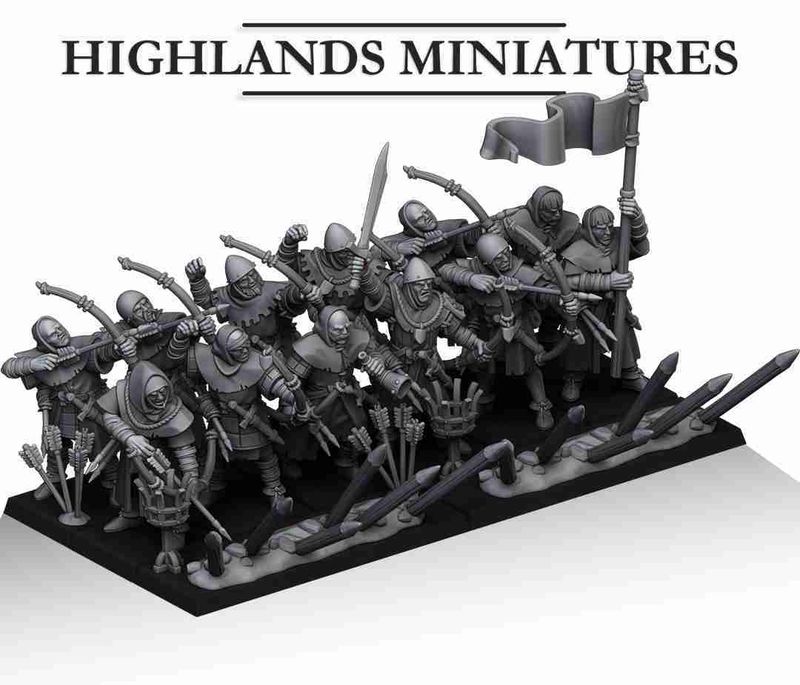Gallian Archers Unit on Foot  - Highlands Miniatures - Gallia - The Medieval Kingdom