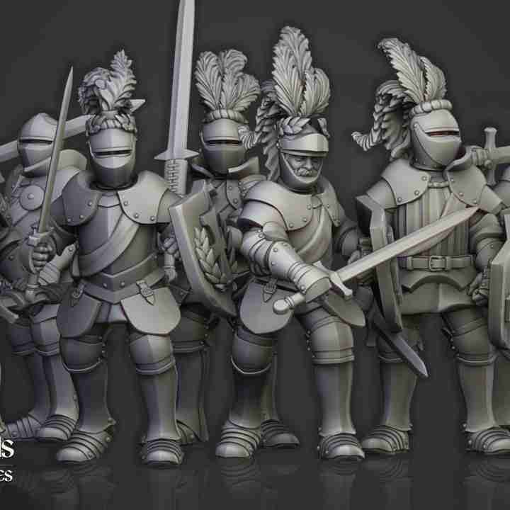 Sunland Knights on Foot  - Highlands Miniatures - The Empire of the Sun