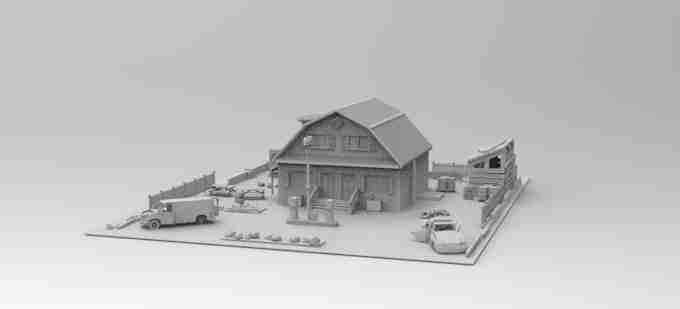 OUTLANDS GAS STATION WITH REMOVABLE ROOF , stl file,