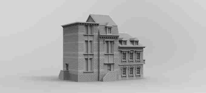 BASTOGNE STREET HOUSE 1 , stl file WW2