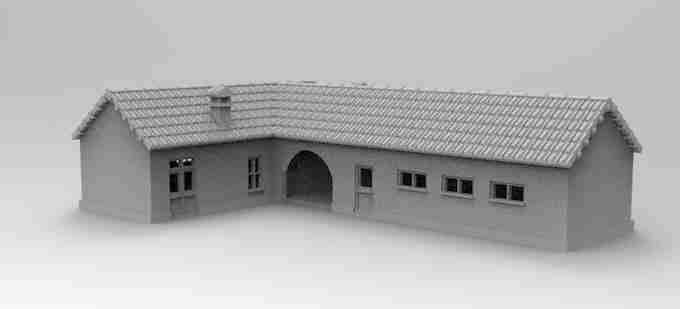 BARRACKS [ L shaped ] , stl file WW2