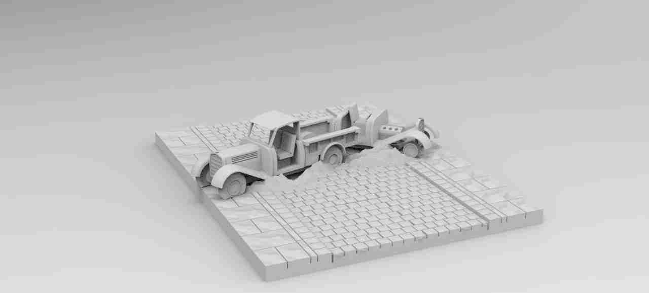Berlin City Defences. (Truck Barricade.) , stl file WW2