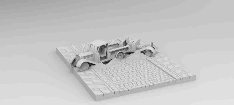 Berlin City Defences. (Truck Barricade.) , stl file WW2