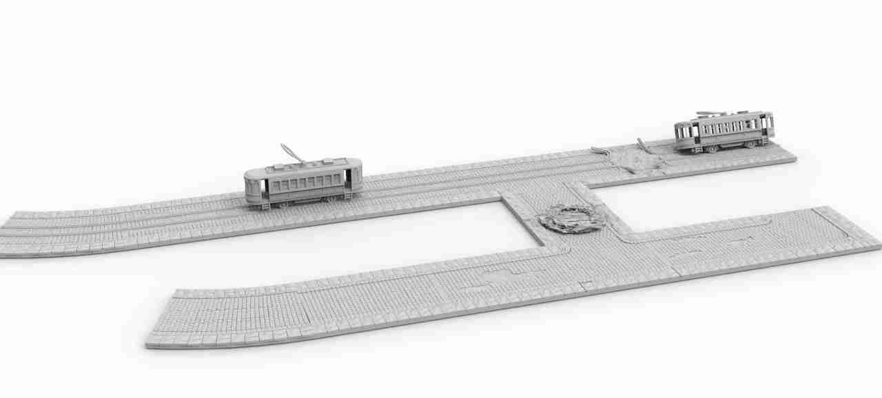 Berlin Road and Tram Set's , stl file WW2