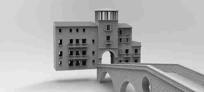 Verona Bridge Houses , stl file WW2