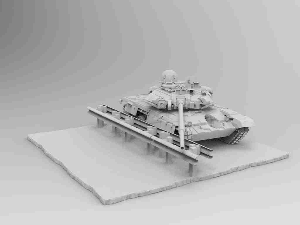 Damaged T90 Tank 2 x versions , stl file modern / apocalypse