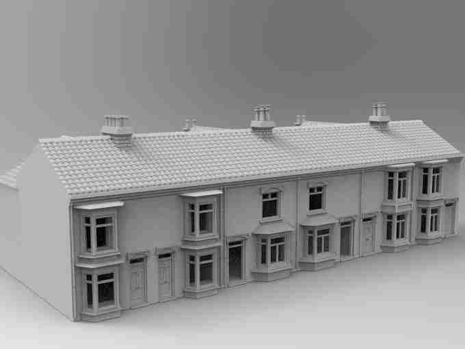 TERRACED HOUSE SET , stl file WW2