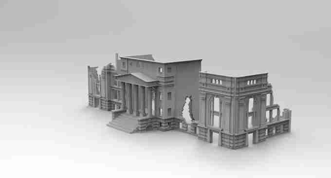 GOVERNMENT MINISTRY BUILDING RUIN  , stl file WW2