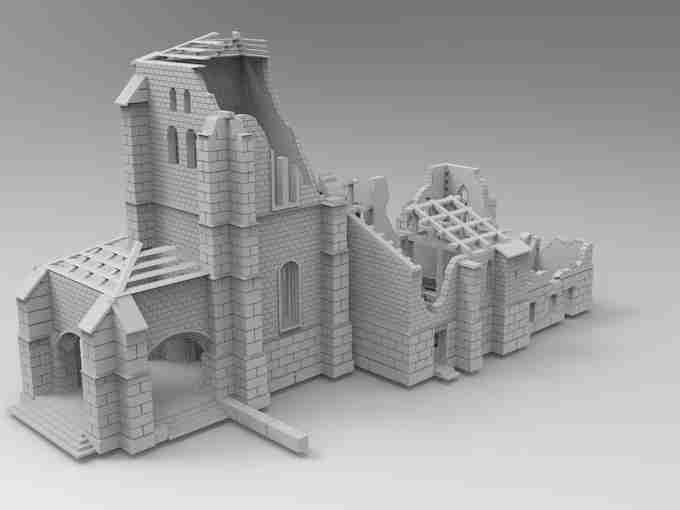 Ruined Spanish Church , stl file WW2