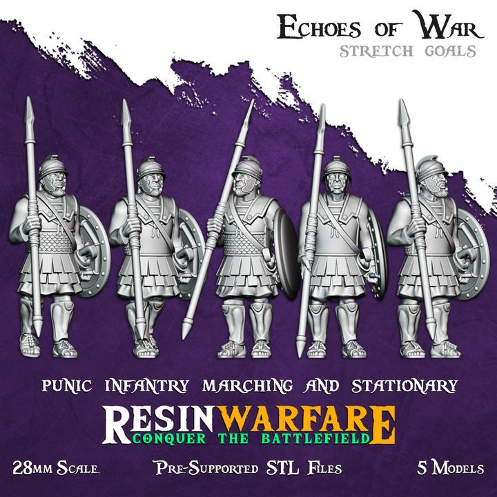 Punic Infantry Stationary/Marching Poses (5 Models)