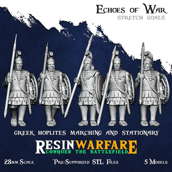 Greek Hoplites Stationary/Marching Poses (5 Models)