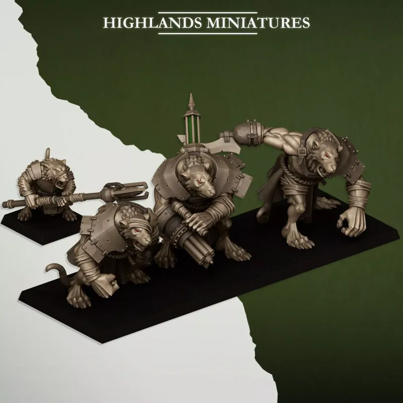 Sewer Vermin - Ratgors & Rat Master - Highlands Miniatures - Sewer Vermin