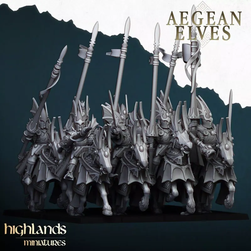 Aegean Elves - Mounted Dragons - Highlands Miniatures - Aegean Elves