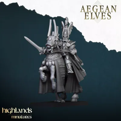Aegean Elf Lord Mounted with Sword - Highlands Miniatures - Aegean Elves Aegean Elf Lord Mounted with Sword - Highlands Miniatures - Aegean Elves