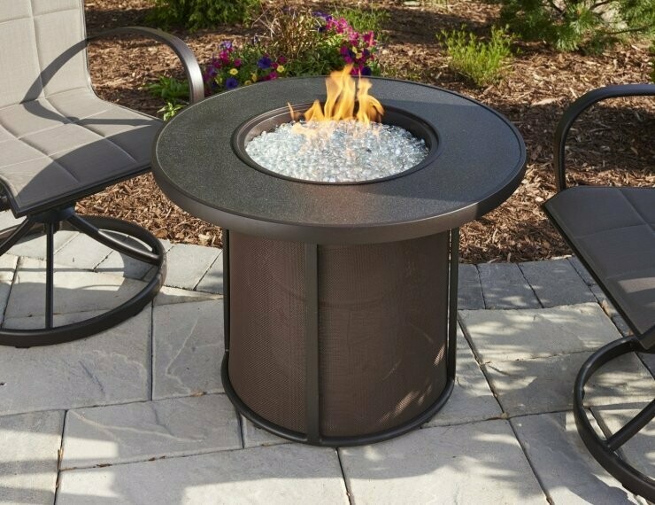 Outdoor GreatRoom Stone Fire - Brown Gas Fire Pit Table