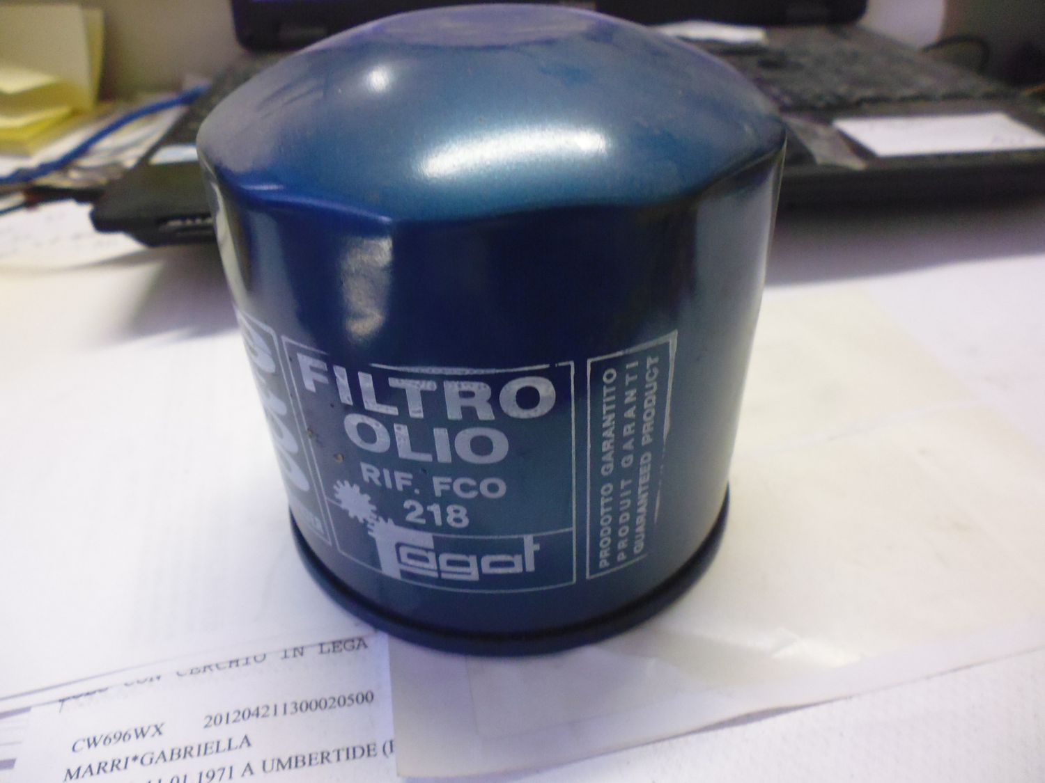 Cartuccia filtro olio per Fiat 124, 125, 132 e Alfa Romeo 2000.