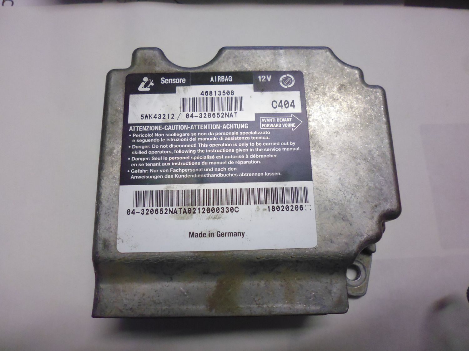 Centralina airbag 46813508 5WK43212 Fiat Multipla del 2002.
