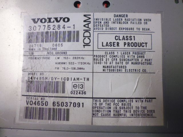 Centralina autoradio CD 30775284-1 Volvo V50.