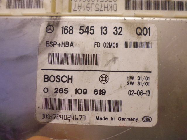 Centralina ESP+HBA Bosch 0265109619 Mercedes 1685451332 per Classe A W168.