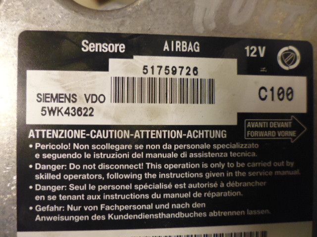 Centralina airbag Fiat Multipla 51759726 Siemens VDO 5WK43622.