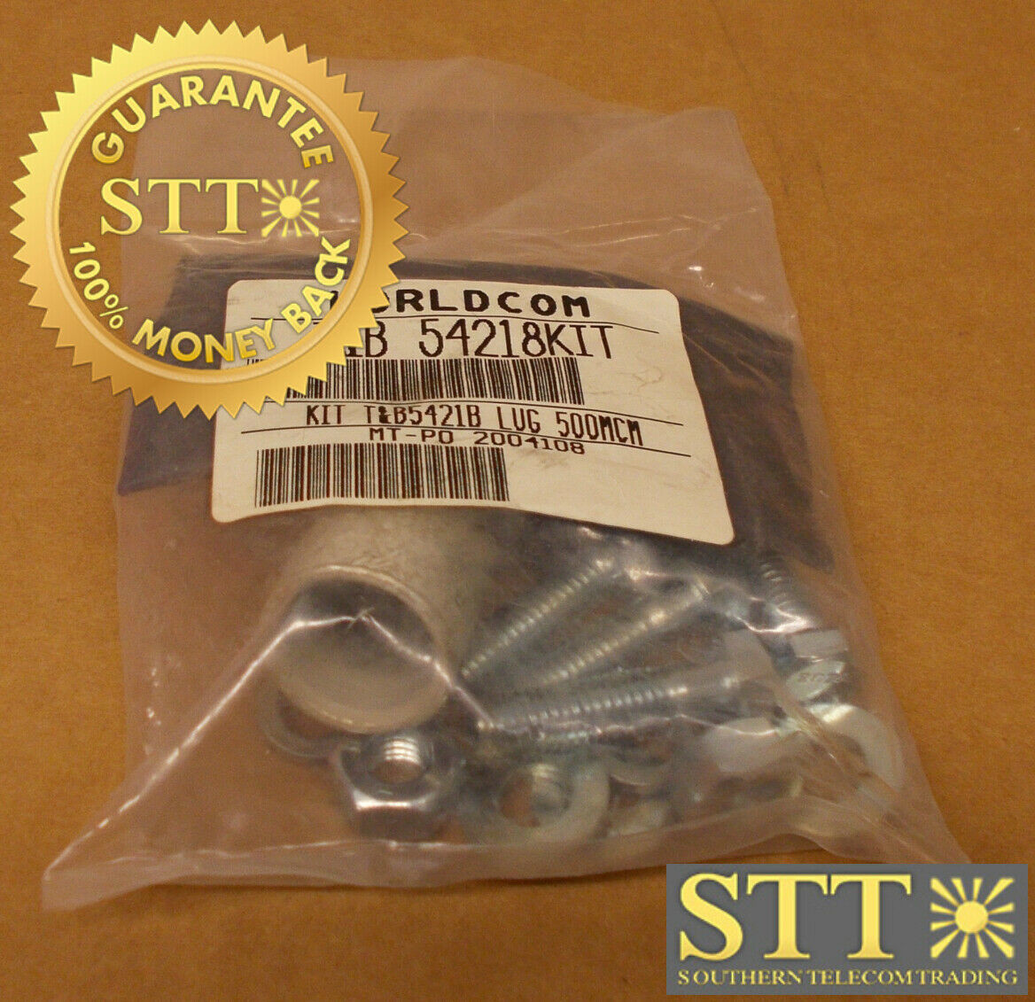 54218KIT THOMAS &amp; BETTS 54218 COMP LUG 3/8&quot; 2-HOLE 1&quot; SPC BROWN 87 W/HDW &amp; HEAT SHRINK NEW - 90 DAY WARRANTY