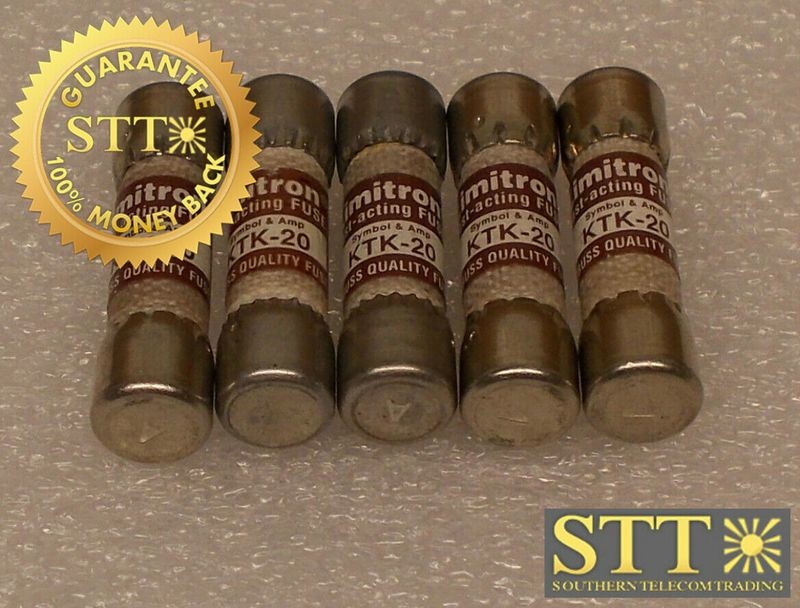 KTK-20 BUSSMANN LIMITRON 20 AMP FAST ACTING FUSE 600V (LOT OF 5) REFURBISHED - 90 DAY WARRANTY