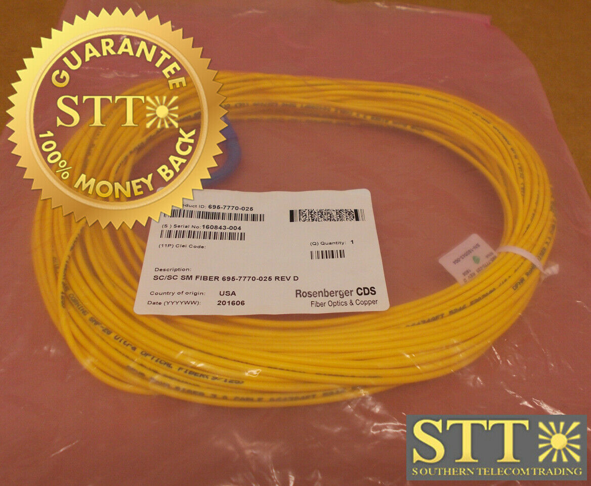 695-7770-025 ALCATEL FIBER CABLE SM RIGHT ANGLE SC/SC 25 METERS NEW - 90 DAY WARRANTY