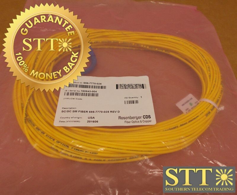 695-7770-025 ALCATEL FIBER CABLE SM RIGHT ANGLE SC/SC 25 METERS NEW - 90 DAY WARRANTY