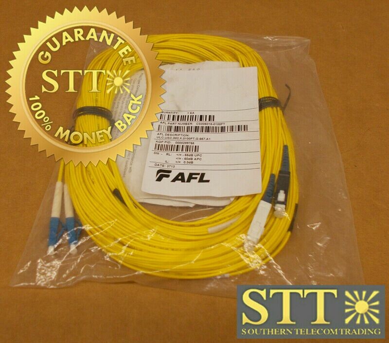 CS005018-0100FT AFL FIBER CABLE 2 COUNT SM DUAL LC/SC 100 FT NEW - 90 DAY WARRANTY
