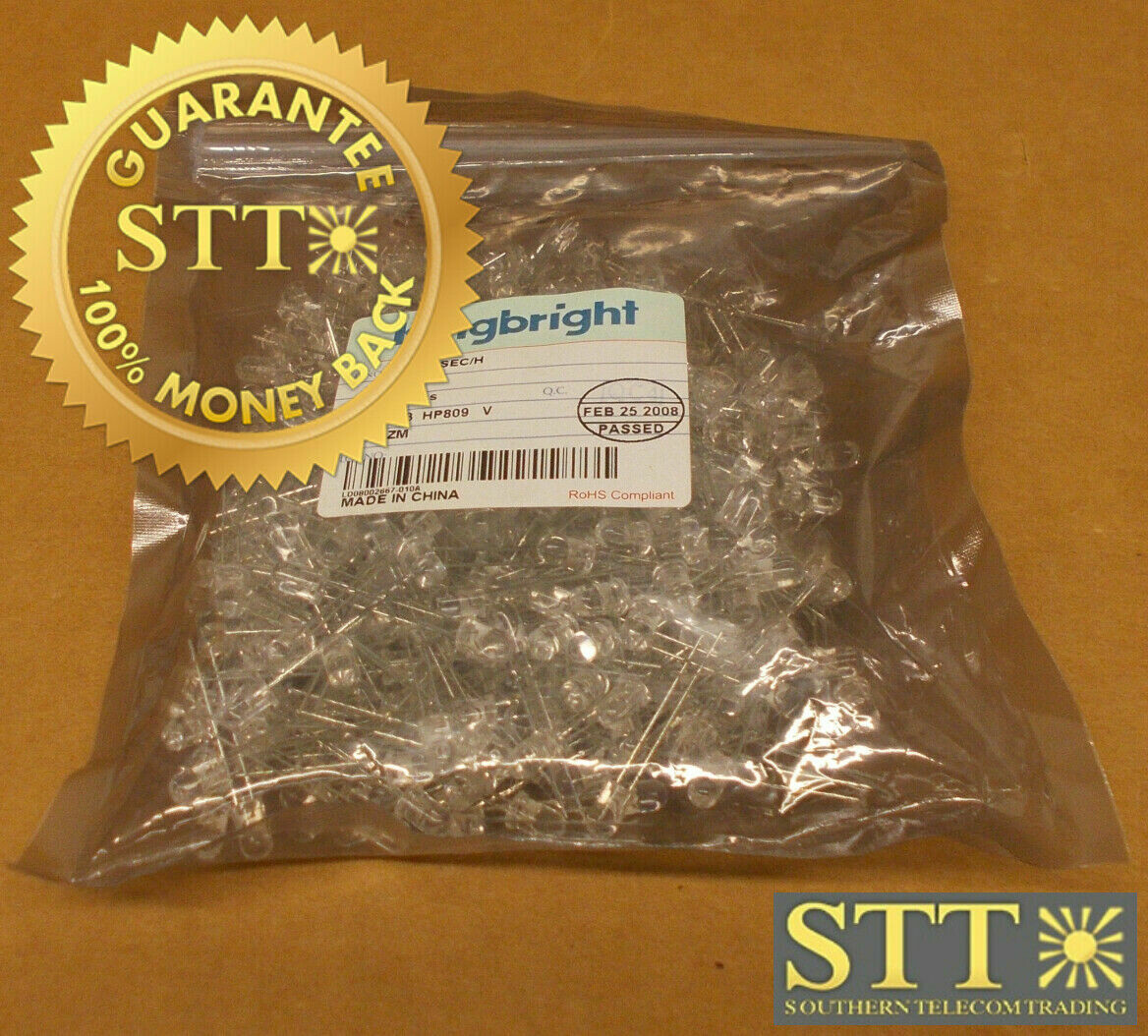 W7113SEC/H KINGBRIGHT RED LED DOME TH MOUNT 5MM WATER CLEAR PACK OF 500 NEW - 90 DAY WARRANTY