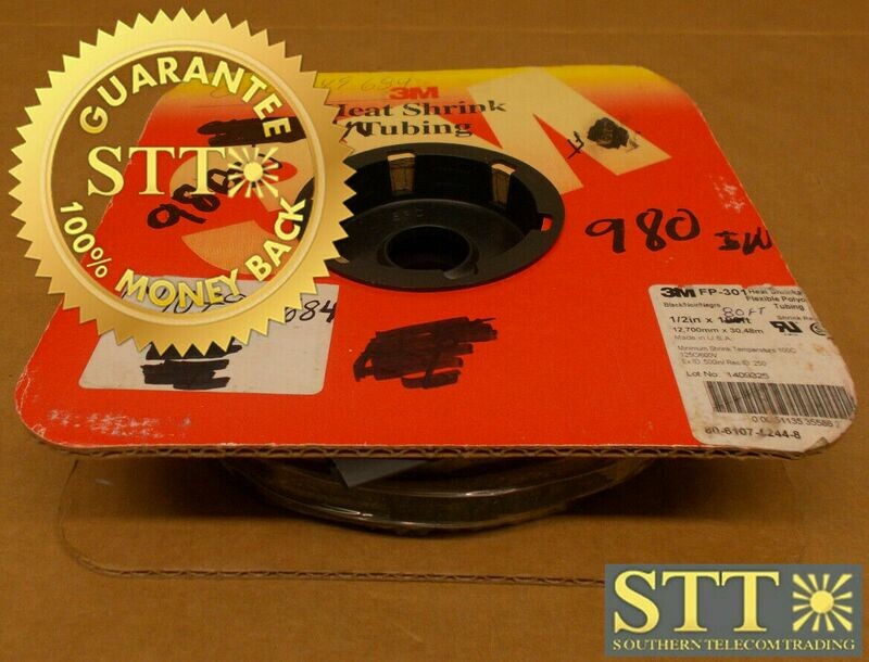FP-301 3M HEAT SHRINK TUBING 1/2 INCH X 80 FT BLACK 80-6107-5244-8 NEW - 90 DAY WARRANTY