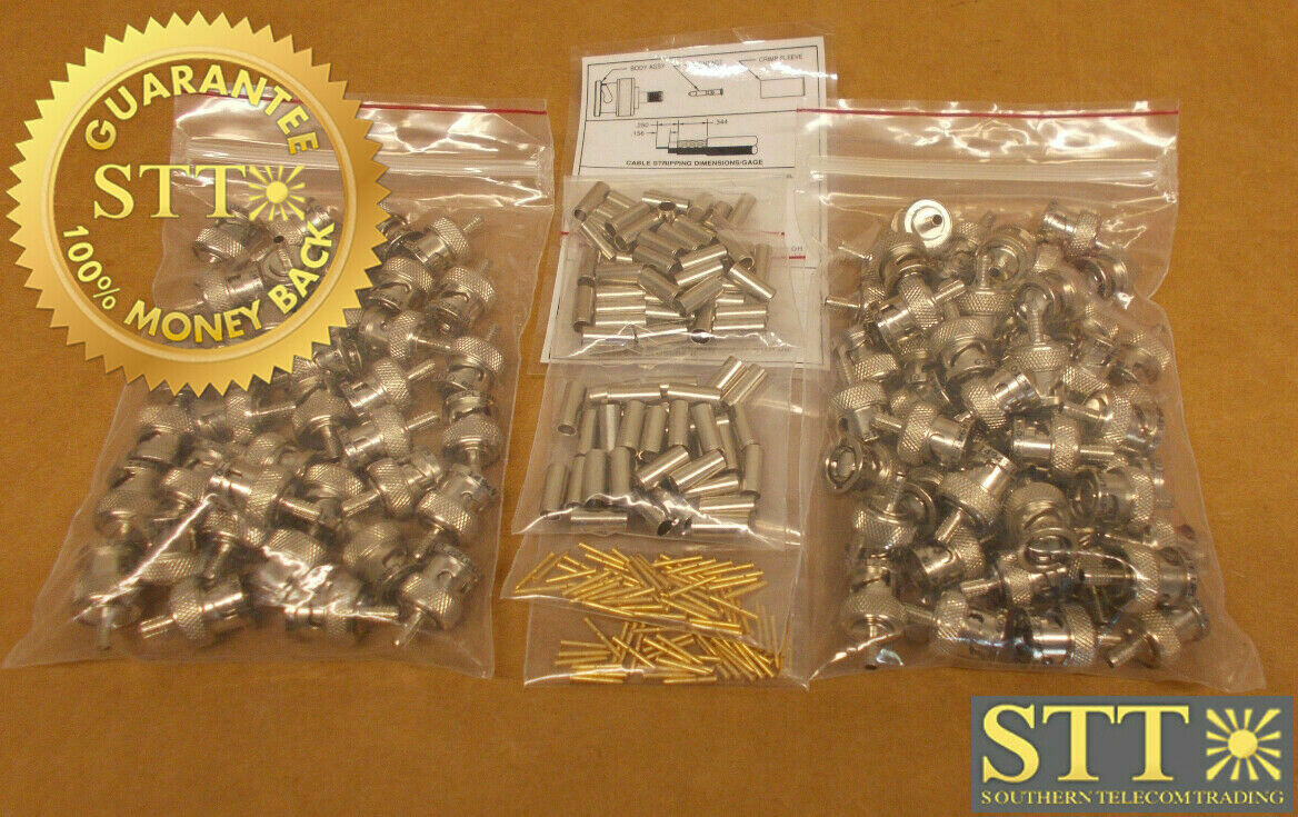 UPL220-009 TROMPETER BNC PLUG 75 OHM FULL CRIMP (LOT OF 87) NEW - 90 DAY WARRANTY
