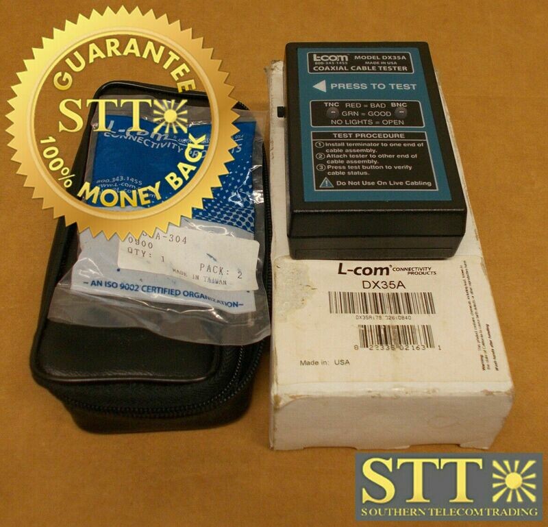 DX35A L-COM COAXIAL CABLE TESTER WITH CONNECTORS AND CASE NEW - 90 DAY WARRANTY