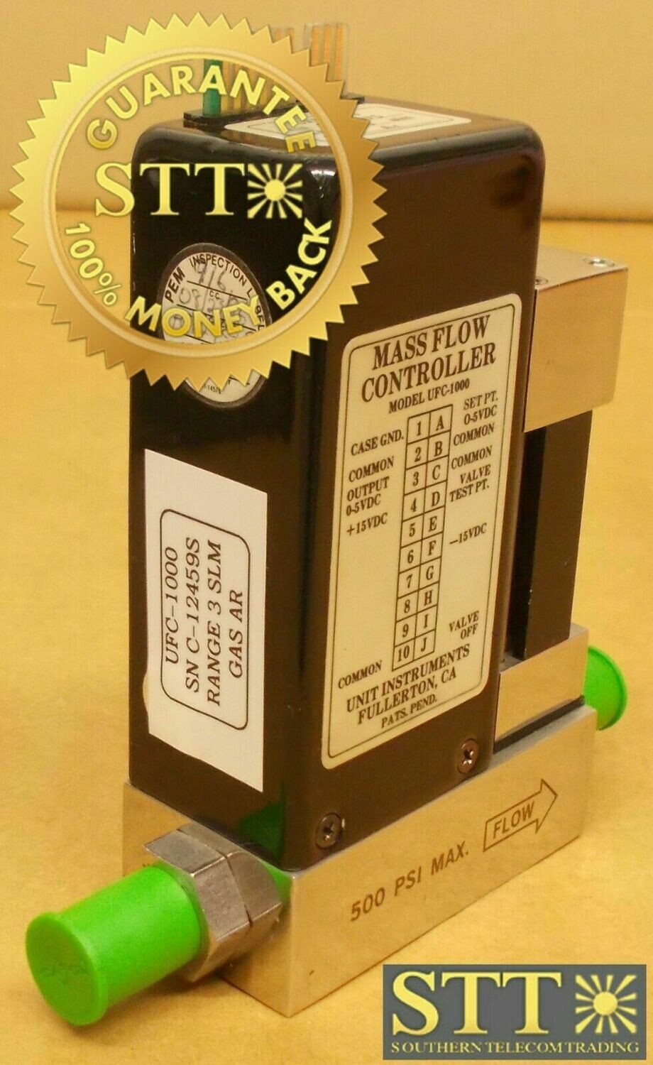 UFC-1000 UNIT MASS FLOW CONTROLLER MODEL UFC-1000 RANGE 3 SLM GAS AR USED - 90 DAY WARRANTY
