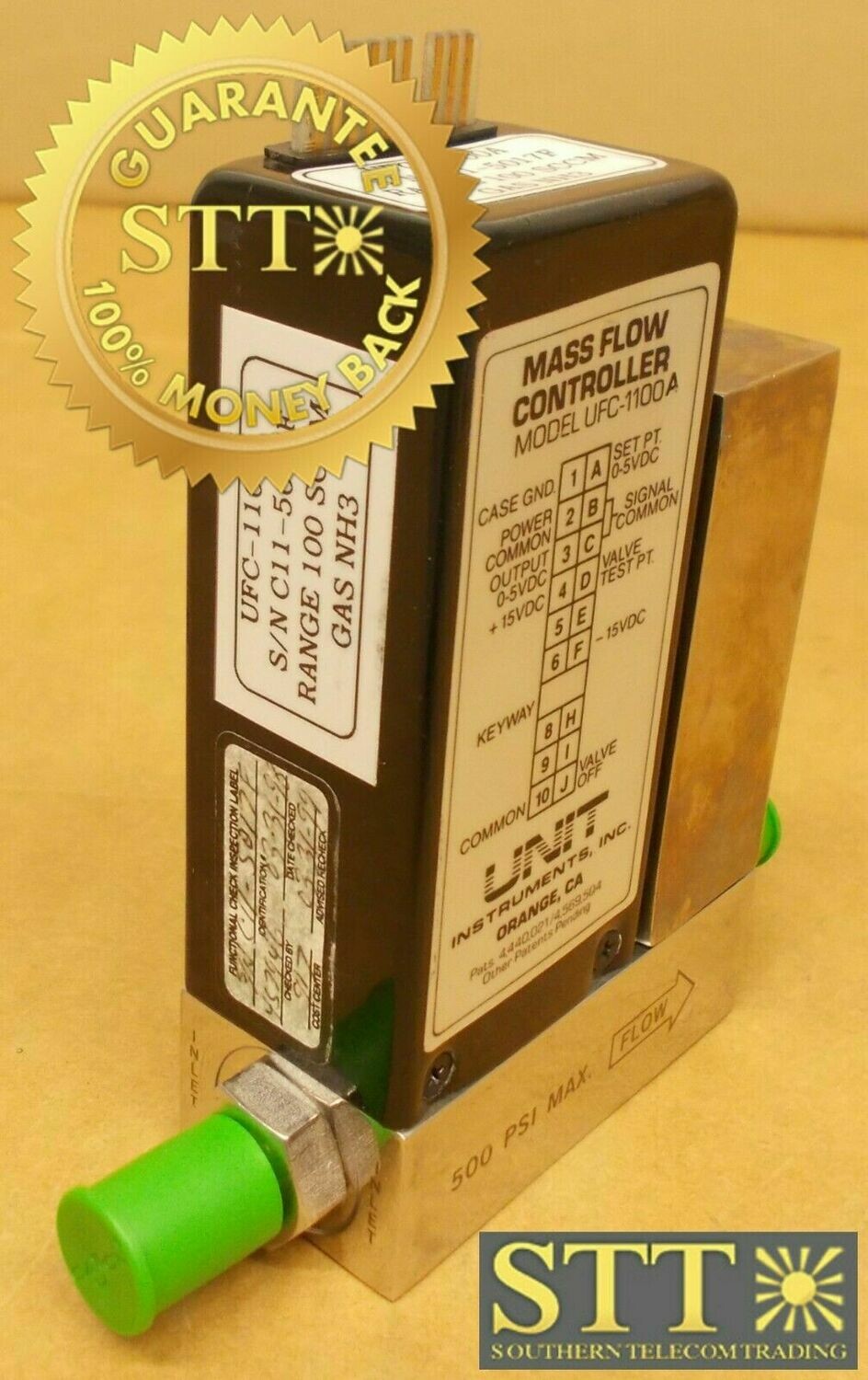 UFC-1100A UNIT MASS FLOW CONTROLLER MODEL UFC-1100A RANGE 100 SCCM GAS NH3 USED - 90 DAY WARRANTY