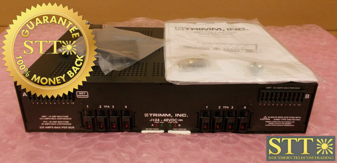 8272201001 TRIMM FUSE PANEL 225 AMP PER BUS 4/4 TPA 10/10 GMT -/+24 - 48VDC REFURBISHED - 90 DAY WARRANTY