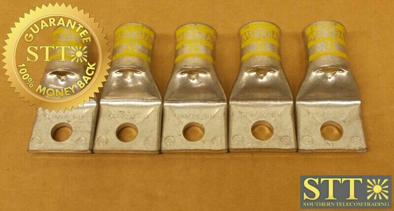54174 THOMAS &amp; BETTS COMP LUG 3/8&quot; 1-HOLE YELLOW 62 WITH WINDOW (LOT OF 5) NEW - 90 DAY WARRANTY