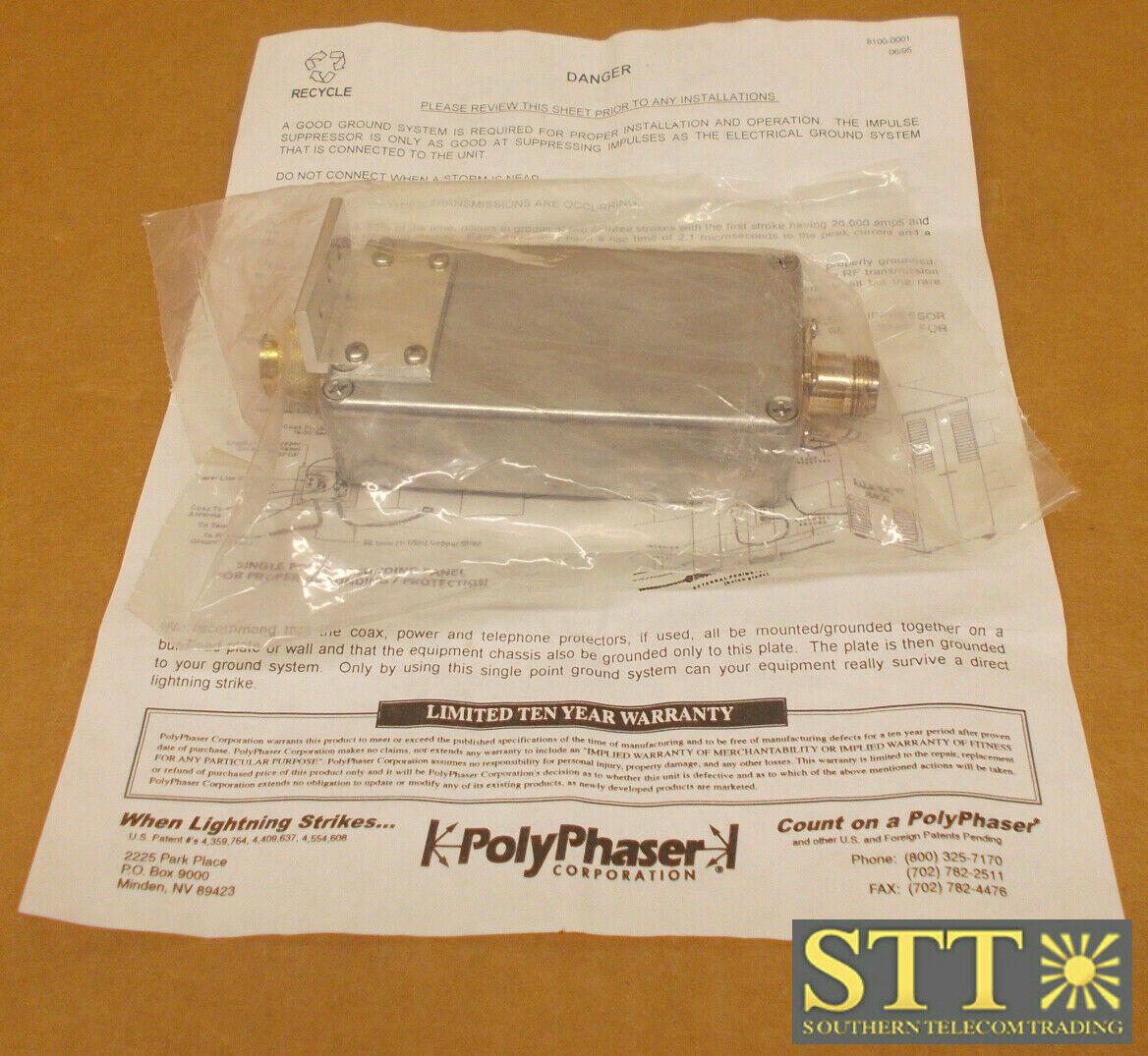 IS-CT50HN-B-MA POLYPHASER IMPULSE/SURGE SUPPRESSOR 800MHZ - 900MHZ 750W NEW - 90 DAY WARRANTY