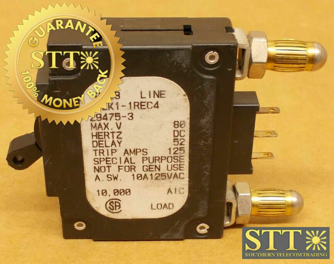 LELK1-1REC4-29475-3 AIRPAX 100 AMP BULLET CIRCUIT BREAKER 80 VDC REFURBISHED - 90 DAY WARRANTY