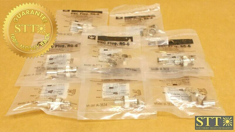 IA-3634 IDEAL BNC PLUG 75 OHM RG-6, 18 AWG SOLID W/PVC JACKET (LOT OF 8) NEW - 90 DAY WARRANTY