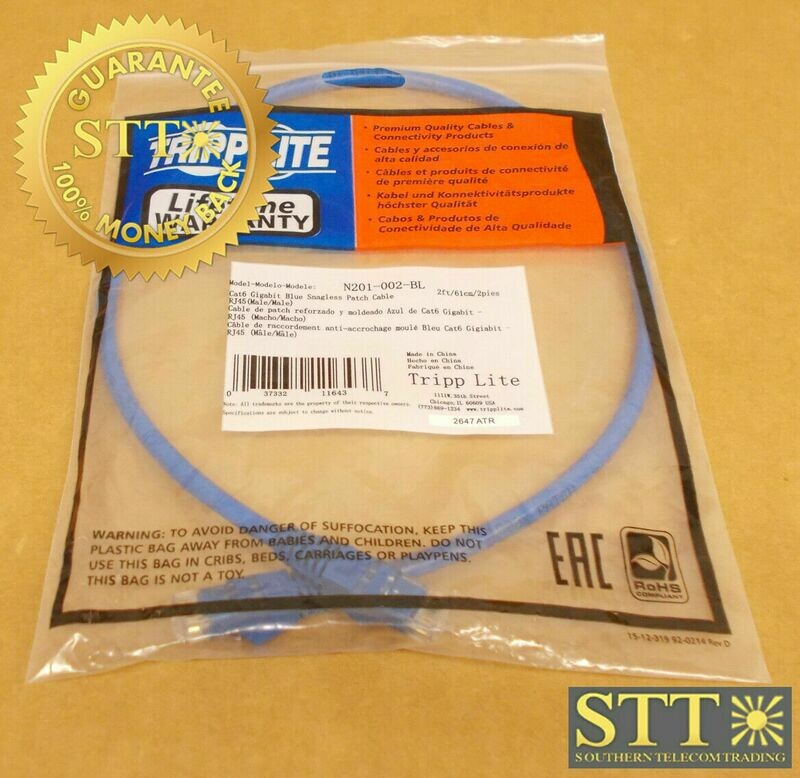 N201-002-BL TRIPP-LITE CAT 6 PATCH CORD 2FT BLUE NEW
 - 90 DAY WARRANTY